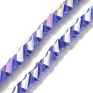 Electroplated Glass Beads Strands, Half Rainbow Plated, Faceted Twist Rectangle, Slate Blue, 10x8x5mm, Hole: 1.2mm, about 50pcs/strand, 21.26''(54cm)(GLAA-G092-A-06)