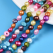 2 Strands Natural Cultured Freshwater Pearl Beads Strands, Dyed, Oval, Colorful, 7~8x7~10x4~6mm, Hole: 0.8mm, about 52~56pcs/strand, 14.1 inch(PEAR-SZ0001-09)