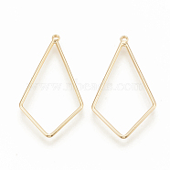 Brass Pendants, Quadrangle, Nickel Free, Real 18K Gold Plated, 28.5x15.5x1mm, Hole: 0.5mm(KK-S345-052)