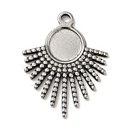 Tibetan Style 304 Stainless Steel Pendant Cabochon Settings, Sun, Antique Silver, Tray: 8mm, 26x20.5x1.5mm, Hole: 1.8mm(STAS-G278-39AS)