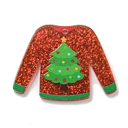 Christmas Acrylic Pendants, Clothes, Christmas Tree, 30.5x40x2.5mm, Hole: 2.5mm(MACR-U005-02A)