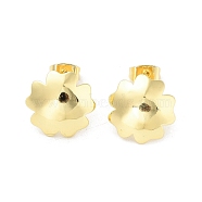 Flower/Round Rack Plating Brass Stud Earring, Long-Lasting Plated, Flower, 13.8x14.5mm(EJEW-C078-03A-G)
