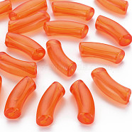 Transparent Acrylic Beads, Curved Tube, Dark Orange, 32x9.5x8mm, Hole: 1.8mm, about 330pcs/500g(MACR-S372-002C-009)