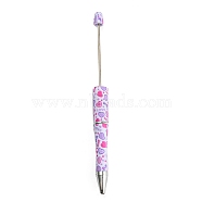 Valentine's Day Theme Heart Pattern Plastic with Iron Ball-Point Pen, Beadable Pen, for DIY Personalized Pen with Jewelry Beads, Colorful, 147x11.5mm(FIND-D032-01A)