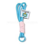 Polyester Keychains, with Zinc Alloy Ring, Deep Sky Blue, 14.2~15.8cm(AJEW-Z019-02A)