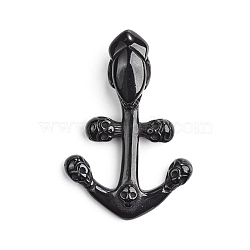 304 Stainless Steel Pendants, Anchor with Skull, Electrophoresis Black, 49x33.5x11mm, Hole: 6x8mm(STAS-F173-12B)