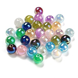 UV Plating Iridescent Acrylic Beads, Round, Mixed Color, 8mm, Hole: 1.6mm(MACR-K353-32)