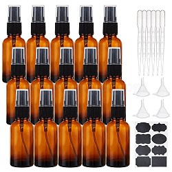 DIY Cosmetics Storage Containers Kits, with Glass Spray Bottles, Plastic Funnel Hopper & Dropper and Sticker Labels, Coconut Brown, 200x200x100mm, Bottles: 10.75cm, capacity: 30ml, 15pcs/box(DIY-BC0011-44)