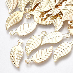 Iron Charms, Nickel Free, Leaf, Light Gold, 14x6x0.5mm, Hole: 1mm(X-IFIN-T007-19KC-NF)