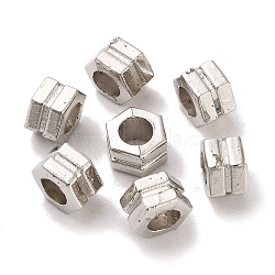 CCB Plastic Beads, Hexagon with Groove, Platinum, 6.6x4.7mm, Hole: 3.8mm(CCB-U001-31P)