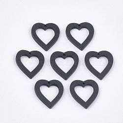 Painted Poplar Wood Pendants, Heart, Black, 25x23x3mm, Hole: 1.5mm(WOOD-T021-06D)