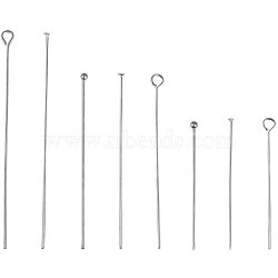 304 Stainless Steel Eye Pins/Head Pins/Ball Head pins, Stainless Steel Color, 7.4x7.2x1.7cm(STAS-PH0004-13P)