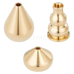 3Pcs 3 Style Brass Incense Burners, Incense Holders, Home Office Teahouse Zen Buddhist Supplies, Light Gold, Teardrop/Calabash, Mixed Patterns, 11~22x14~16.5mm, Hole: 1.8~3mm, 1pc/style(AJEW-DC0001-08)