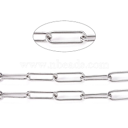 Non-Tarnish 3.28 Feet 304 Stainless Steel Paperclip Chains, Drawn Elongated Cable Chains, Soldered, Stainless Steel Color, Links: 10x3x1mm(X-CHS-L022-02P)