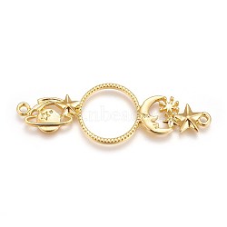 Zinc Alloy Links, Wicca Jewelry, Open Back Bezel, For DIY UV Resin, Epoxy Resin, Pressed Flower Jewelry, Universe/Moon, Star, Golden, 23x69x2.5mm, Hole: 2mm(PALLOY-WH0039-02G-A)