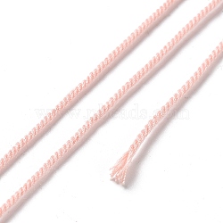 Polyester Twisted Cord, Round, for DIY Jewelry Making, Pink, 1.2mm, about 38.28 Yards(35m)/Roll(OCOR-G015-01B-37)