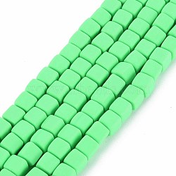 Handmade Polymer Clay Beads Strands, Cube, Lime, 6x6x6mm, Hole: 1.2mm, about 62pcs/strand, 14.84 inch~15.75 inch(37.7cm~40cm)(X-CLAY-T020-09D)