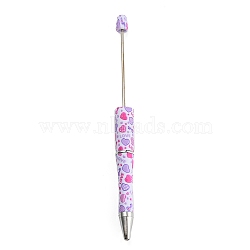 Valentine's Day Theme Heart Pattern Plastic with Iron Ball-Point Pen, Beadable Pen, for DIY Personalized Pen with Jewelry Beads, Colorful, 147x11.5mm(FIND-D032-01A)
