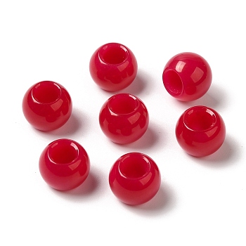 Natural White Jade(Dyed) Gemstone European Beads, Large Hole Beads, Rondelle, Crimson, 12~12.5x9~10.5mm, Hole: 5.5~6mm