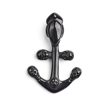 304 Stainless Steel Pendants, Anchor with Skull, Electrophoresis Black, 49x33.5x11mm, Hole: 6x8mm