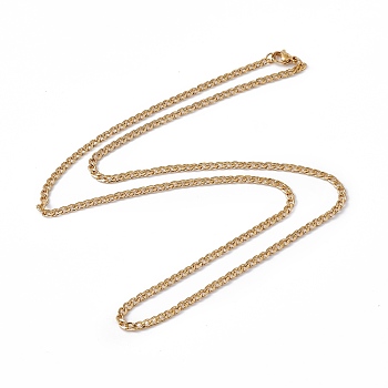 201 Surgical Stainless Steel Curb Chain Necklace for Women Men, Real 18K Gold Plated, 23.62 inch(60cm)