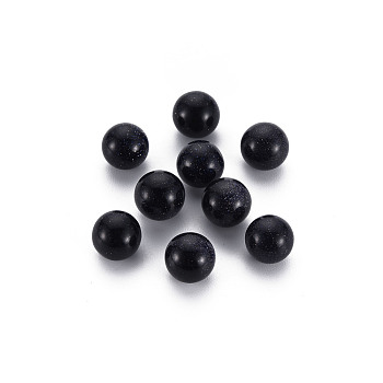 Synthetic Blue Goldstone Beads, No Hole/Undrilled, for Wire Wrapped Pendant Making, Round, 9.5~10mm