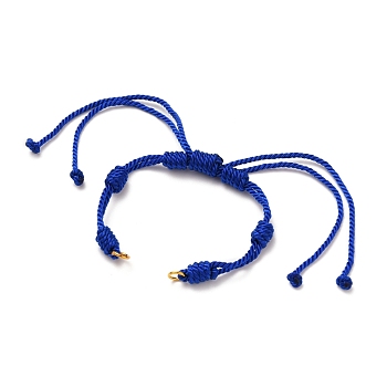 Adjustable Braided Nylon Cord Bracelet Making, with 304 Stainless Steel Open Jump Rings, Blue, Single Chain Length: about 6 inch(15cm)