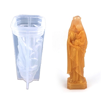 3D Religion Virgin Mary Holding Child Display Decoration Silicone Molds, Resin Casting Molds, for UV Resin & Epoxy Resin Craft Making, White, 160x58x53mm, Inner Diameter: 43x34mm