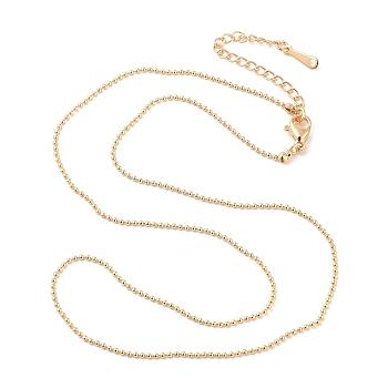 Brass Ball Chain Necklaces for Women, Real 18K Gold Plated, 17.20 inch(43.7cm)