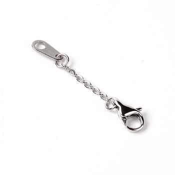 Stainless Steel Chain Extender, with Lobster Claw Clasps & Curb Chains, Stainless Steel Color, 35x1mm