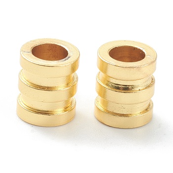 Brass Beads, Matte Style, Long-Lasting Plated, Grooved, Tube, Real 18K Gold Plated, 7x6mm, Hole: 3.5mm