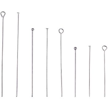 304 Stainless Steel Eye Pins/Head Pins/Ball Head pins, Stainless Steel Color, 7.4x7.2x1.7cm