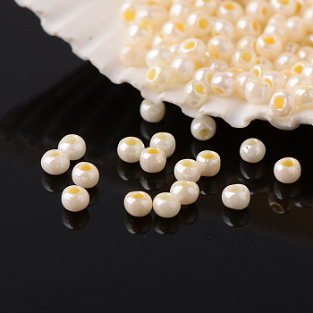 12/0 Grade A Round Glass Seed Beads, Ceylon, Light Khaki, 2x1.5mm, Hole: 0.5mm, about 45000pcs/pound