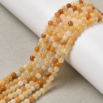 Natural Topaz Jade Bead Strands, Round, 3~3.5mm, Hole: 0.7mm, about 115~125pcs/strand, 16 inch
