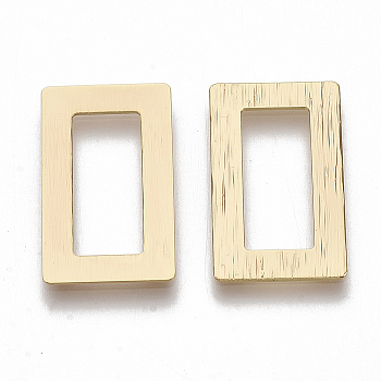 Brass Linking Rings, Nickel Free, Rectangle, Real 18K Gold Plated, 22x13x1mm, Inner Diameter: 16x7mm