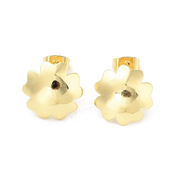 Flower/Round Rack Plating Brass Stud Earring, Long-Lasting Plated, Flower, 13.8x14.5mm