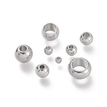 304 Stainless Steel Beads Sets, Round Beads, Stainless Steel Color, 3~8x2~6.5mm, Hole: 1.2~3mm, 120pcs/box