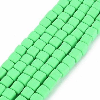 Handmade Polymer Clay Beads Strands, Cube, Lime, 6x6x6mm, Hole: 1.2mm, about 62pcs/strand, 14.84 inch~15.75 inch(37.7cm~40cm)