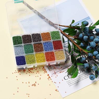 375G 15 Colors 12/0 Grade A Round Glass Seed Beads(SEED-JP0011-15-2mm)-5