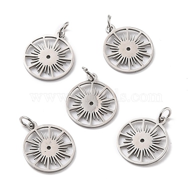 Stainless Steel Color Flat Round 201 Stainless Steel Pendants