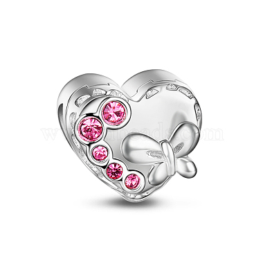 11mm Heart Sterling Silver+Cubic Zirconia Beads