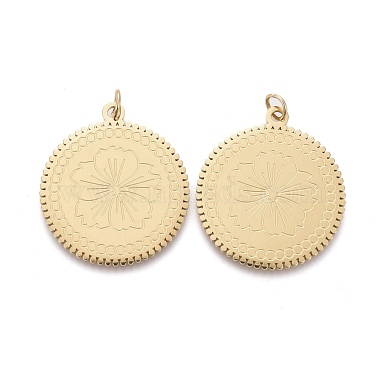 Golden Flat Round 304 Stainless Steel Pendants