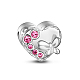 TINYSAND Heart Rhodium Plated 925 Sterling Silver Cubic Zirconia European Large Hole Beads(TS-C-099)-1