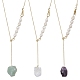 Natural Mixed Gemstone Nugget Pendant Lariat Necklace with Pearl Beaded(NJEW-JN04508)-1