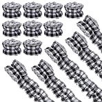 2.4M Polyester Ribbon, Tartan Pattern, Black, 2 inch(50mm)(OCOR-WH0070-300A)