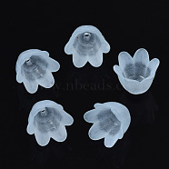 Transparent Acrylic Bead Caps, Frosted, Flower, 6-Petal, Light Blue, 8x10.5x10.5mm, Hole: 1.4mm(FACR-N005-002D)
