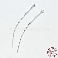 925 Sterling Silver Ball Head Pins, Silver, 30x2mm, Pin: 0.7mm(X-STER-F018-03J)