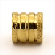 Stainless Steel Textured Beads, Large Hole Column Grooved Beads, Ion Plating (IP), Golden, 10x10mm, Hole: 6mm(STAS-M003-02G)