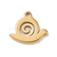 304 Stainless Steel Charms, Snail Charms, Golden, 9.5x11x1mm, Hole: 1.2mm(STAS-G287-04G)