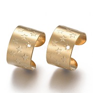 304 Stainless Steel Ear Cuff Findings, with Star Pattern, Golden, 11x10x7mm, Hole: 0.9mm(STAS-P249-19G)